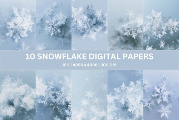 Feathery Snowflake Digital Paper