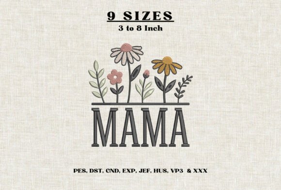 Floral Mama Embroidery Design Wildflower