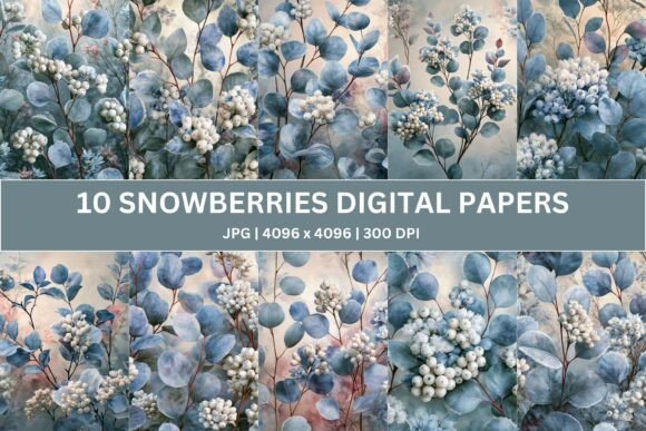 Frost-Kissed Snowberry Digital Paper