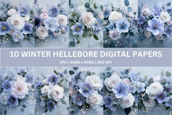 Frosted Hellebore Digital Paper