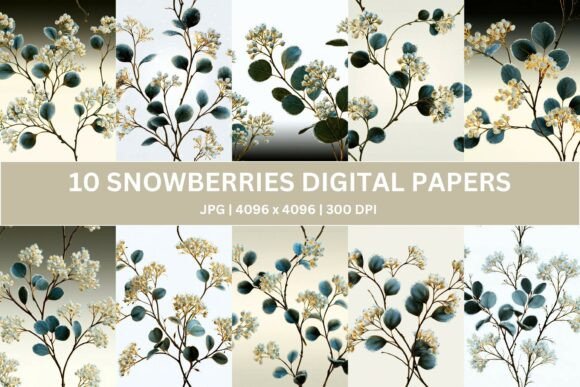 Frostlit Snowberry Digital Paper