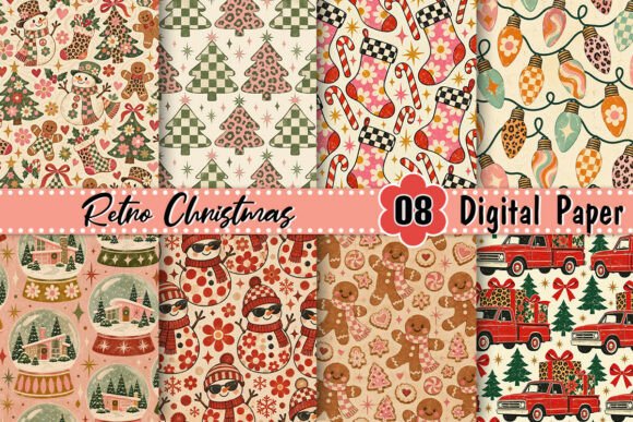 Funky Retro Christmas Digital Paper