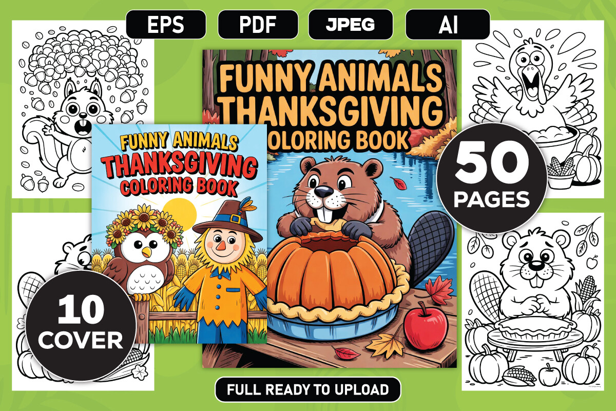 Funny Animals Thanksgiving Coloring Book
