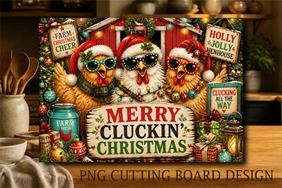 Funny Chicken Christmas Cutting Board