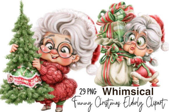 Funny Christmas Elderly Clipart