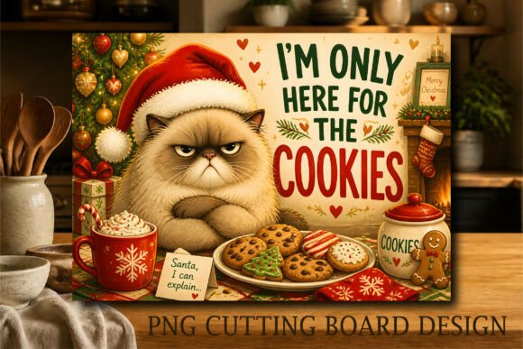Funny Grumpy Cat Christmas Cutting Board