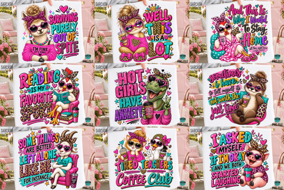 Funny Introvert Sassy Animals PNG Bundle