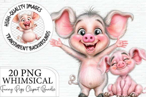 Funny Pig Clipart Bundle