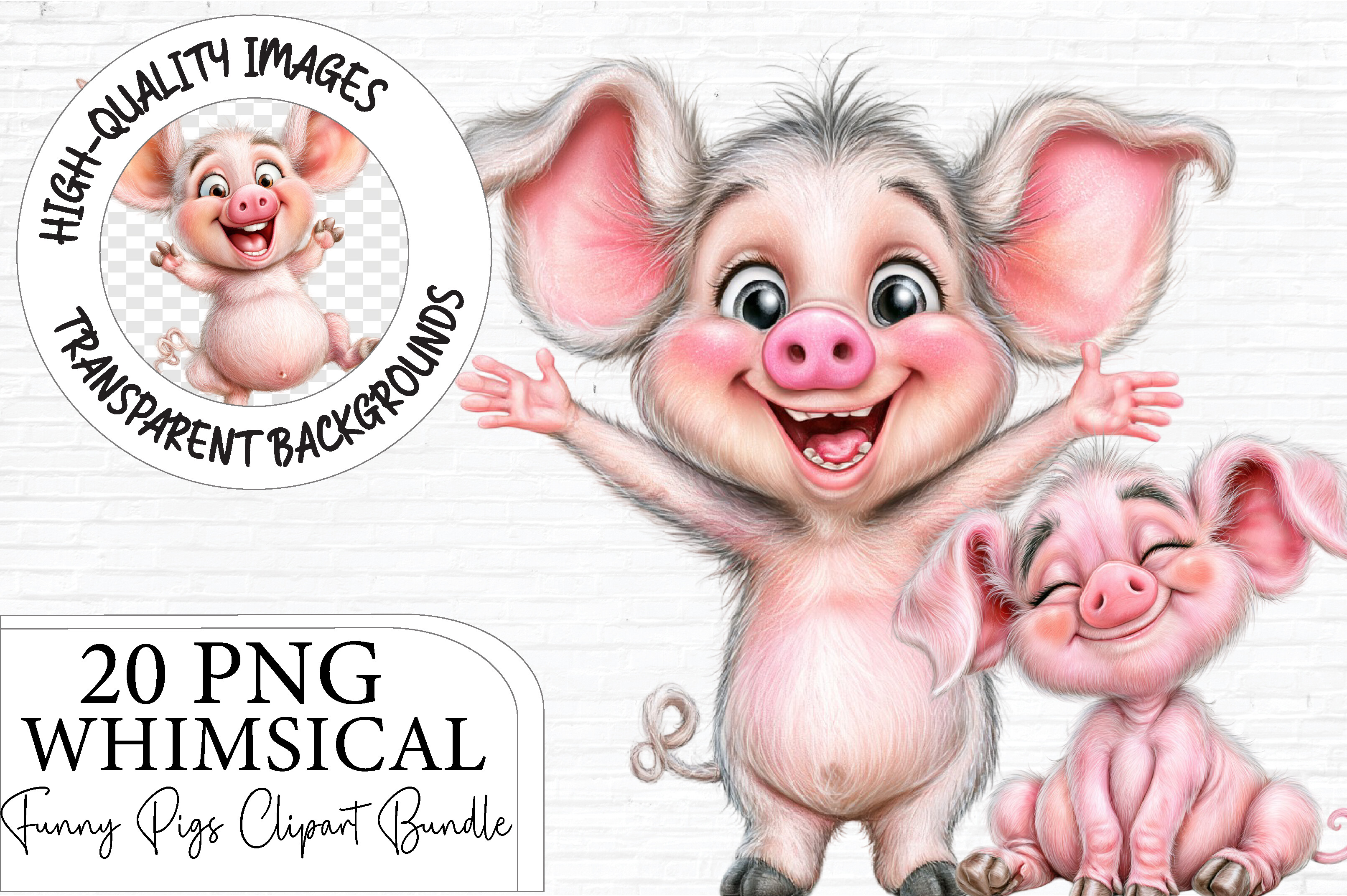 Funny Pig Clipart Bundle