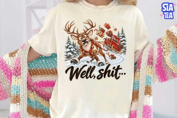 Funny Reindeer Christmas PNG Sublimation