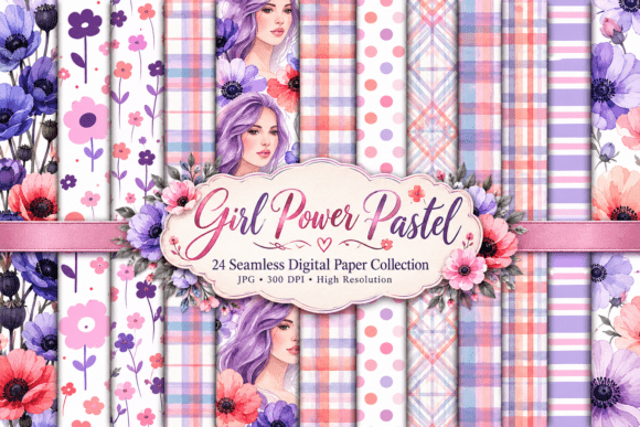 Girl Power Pastel Seamless Digital Paper