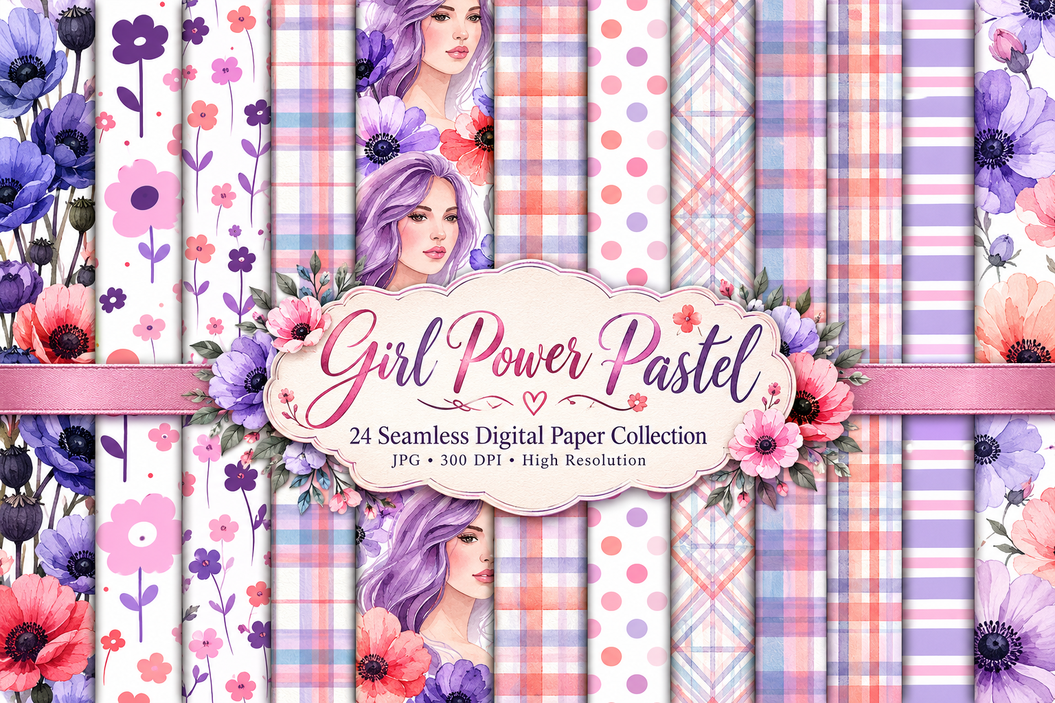 Girl Power Pastel Seamless Digital Paper