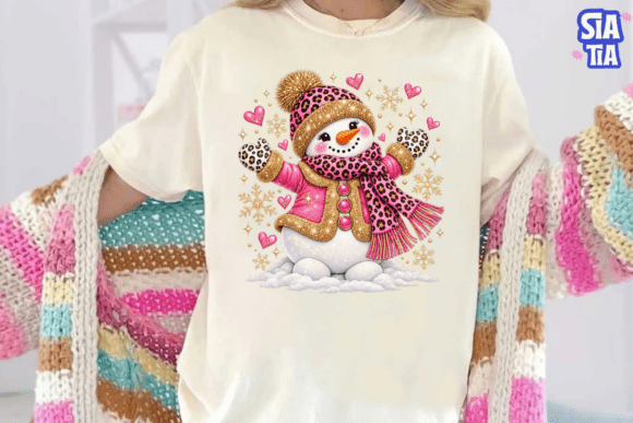 Glitter Snowman PNG Shirt Design