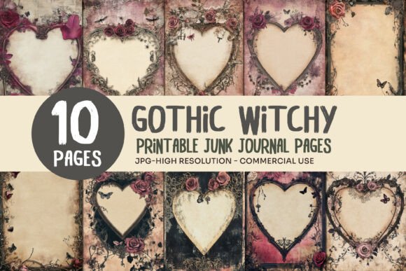 Gothic Heart Junk Journal Pages