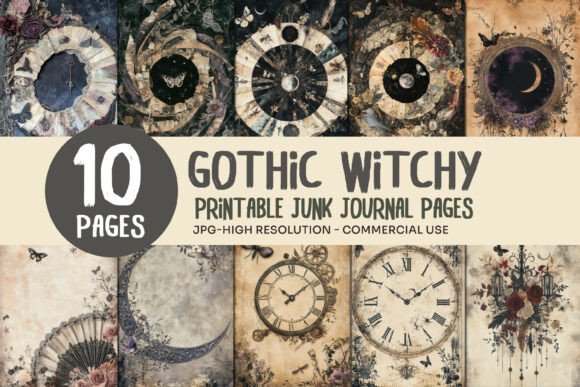 Gothic Moon Magic Junk Journal Pages