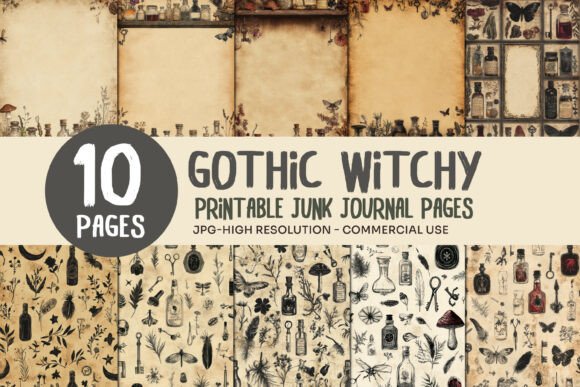 Gothic Witchcraft Junk Journal Pages