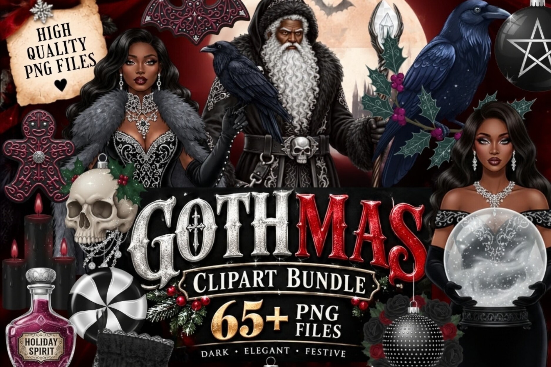 Gothmas Clipart Bundle | 65+ Gothic