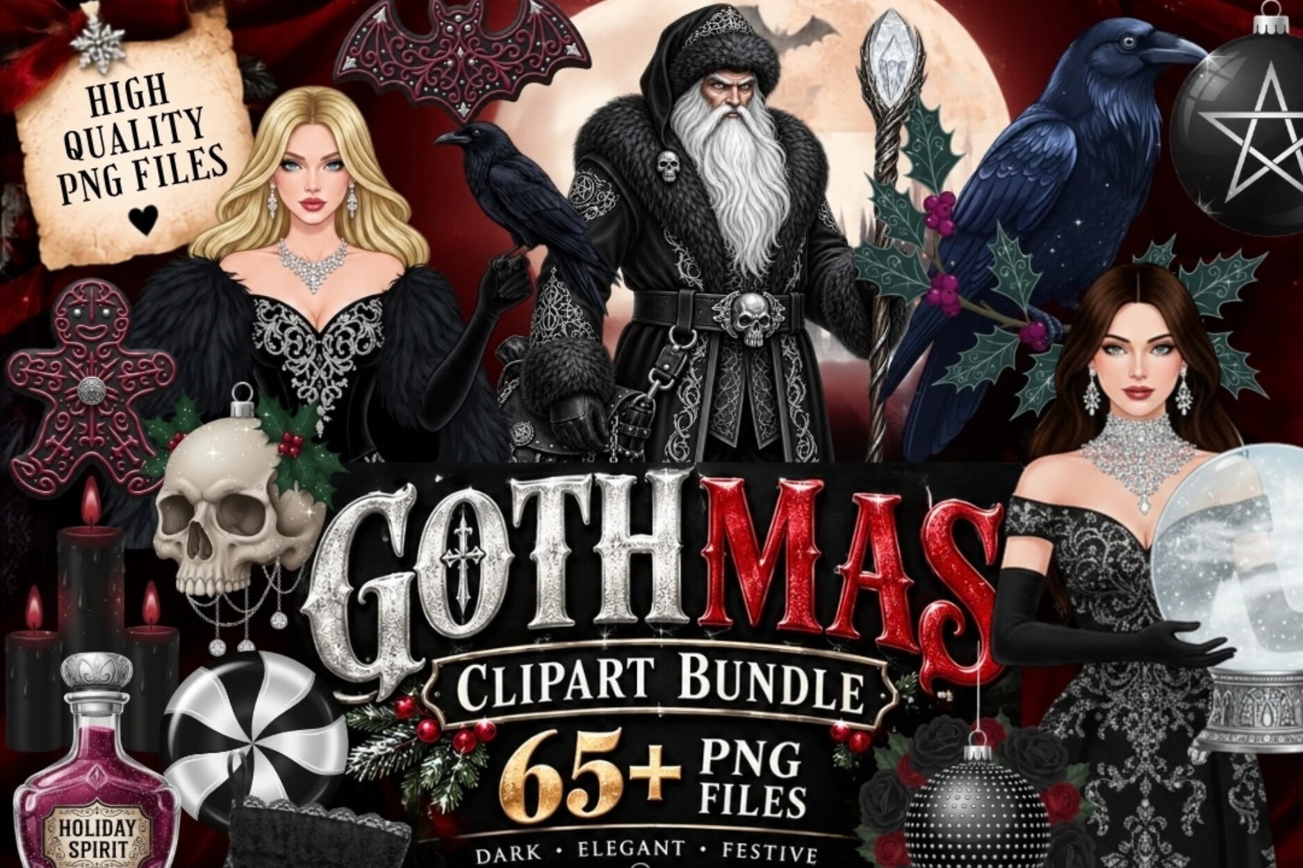 Gothmas Clipart Bundle | 65+ Gothic