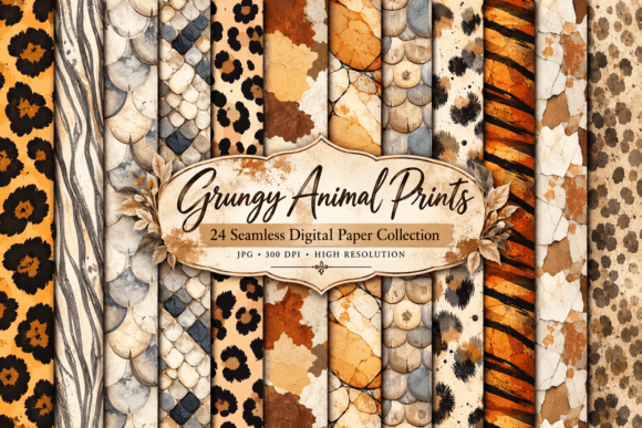 Grungy Animal Prints Digital Paper