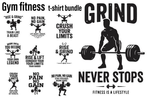 Gym Fitness T Shirt Design Bundle Graphics
