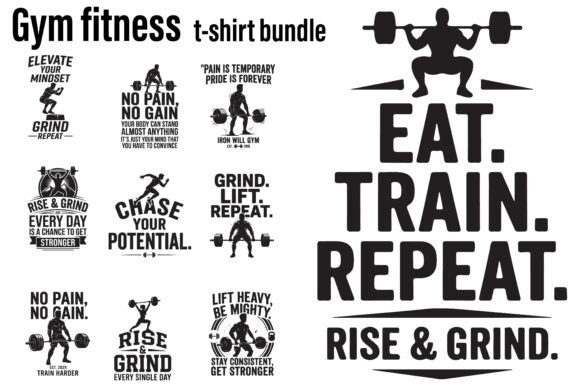 Gym Fitness T Shirt Design Bundle Graphics
