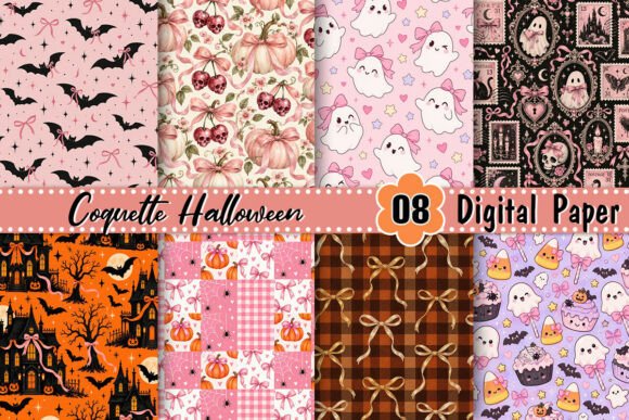 Halloween Spooky Coquette Digital Paper