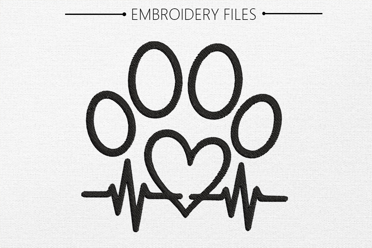 Heart with Dog POW Embroidery Design