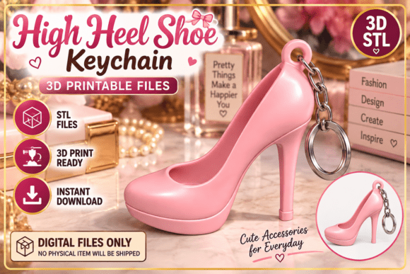 High Heel Shoe Keychain STL File – 3D Printable Fashion Charm - Image 1
