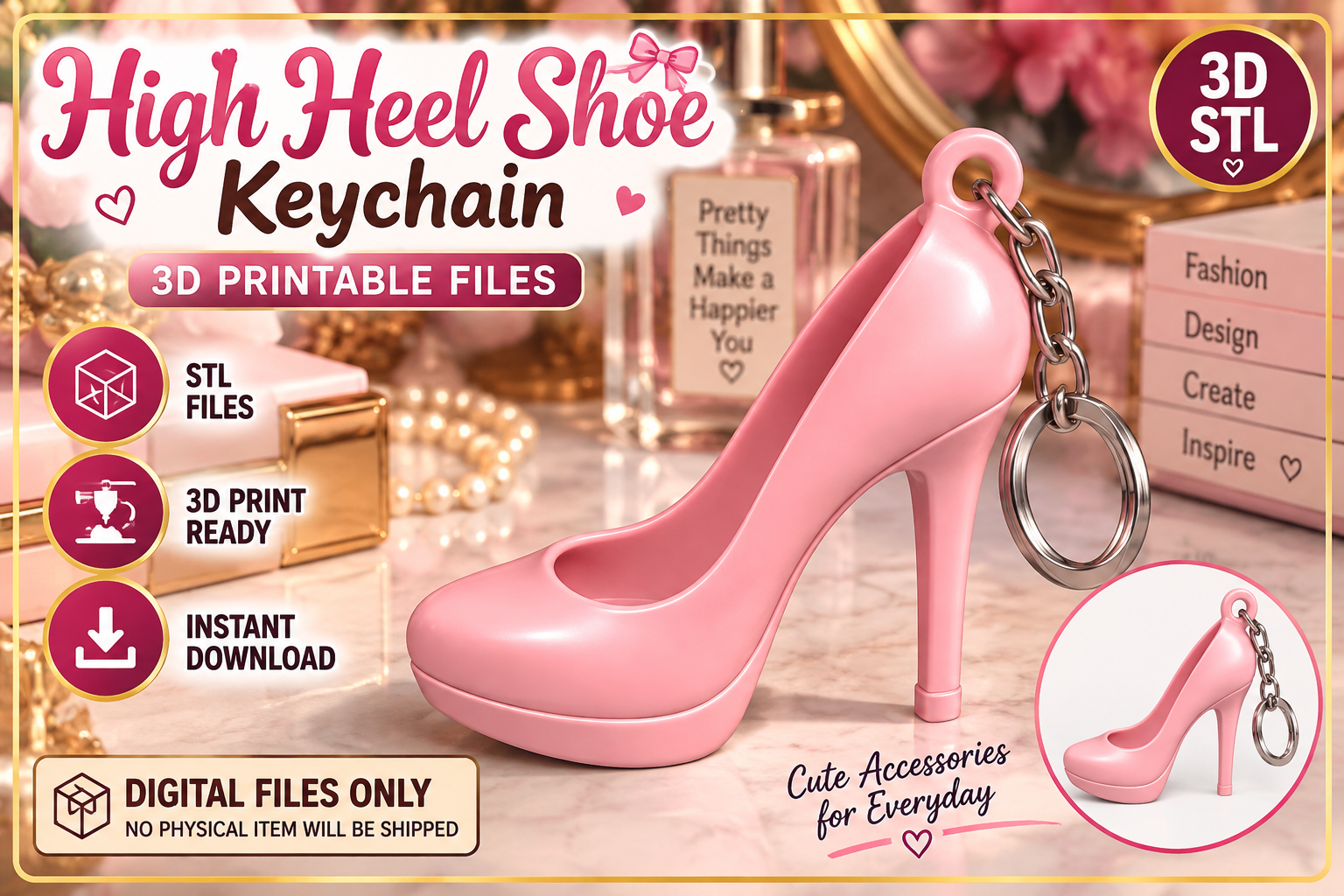 High Heel Shoe Keychain STL File – 3D Printable Fashion Charm - Image 2