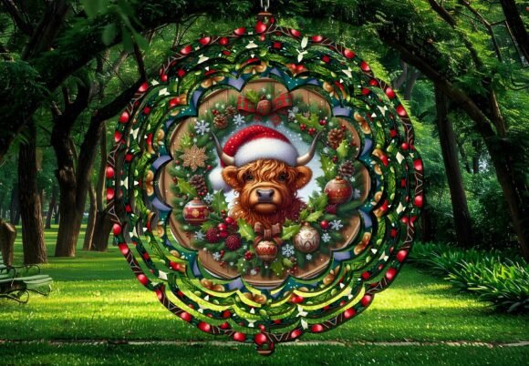 Highland Cow Christmas Wind Spinner NG