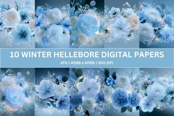 Iceglow Hellebore Digital Paper