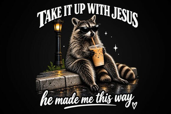Jesus Raccoon Christian Quote PNG Graphic T-shirt Designs By TrendyCreative