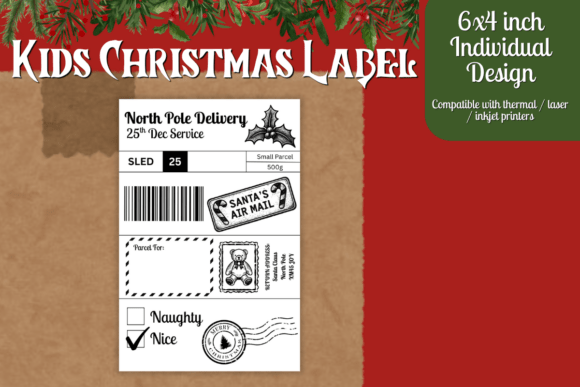 Kids Christmas Shipping Label