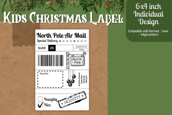 Kids Christmas Shipping Label