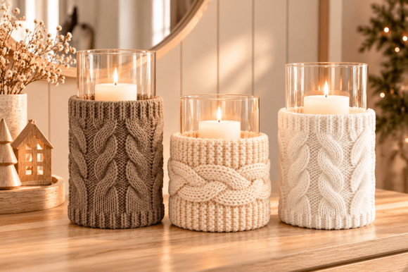 Knitted Cable Candle Holder STL Set – 3 Cozy Winter 3D Print Designs - Image 2