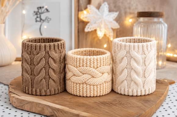 Knitted Cable Candle Holder STL Set – 3 Cozy Winter 3D Print Designs - Image 3