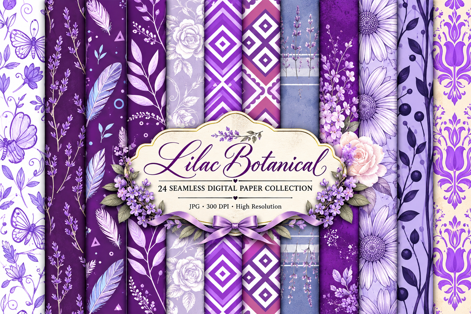 Lilac Botanical Seamless Digital Paper