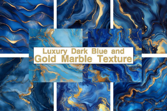 Luxury Dark Blue Gold Marble Background