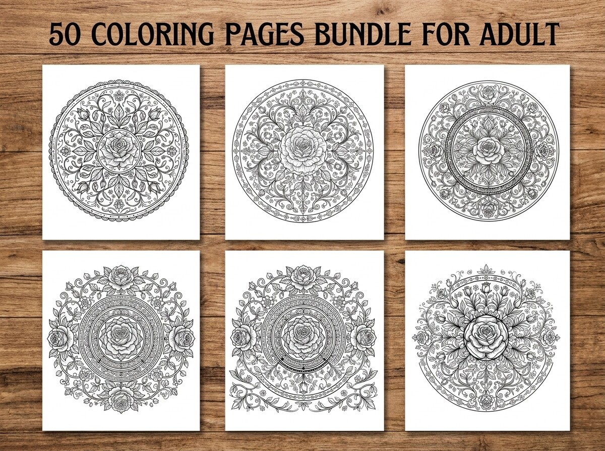 Mandala Floral Coloring Pages Bundle