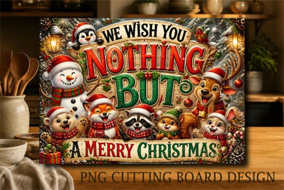 Merry Christmas Animals Cutting Board