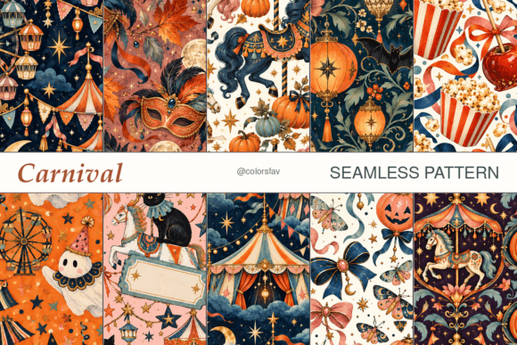 Midnight Carnival Seamless Patterns