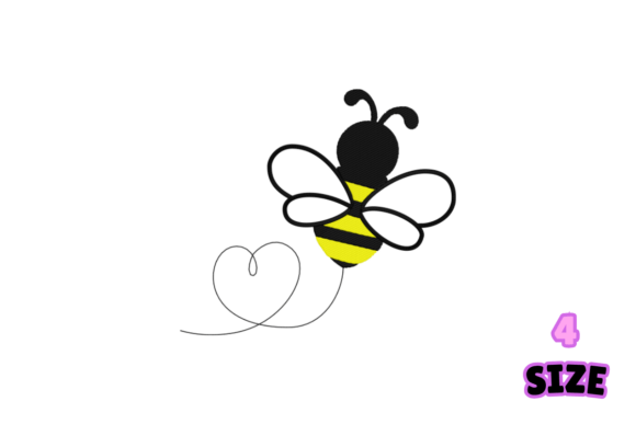 Mini Bee Flying Embroidery Design