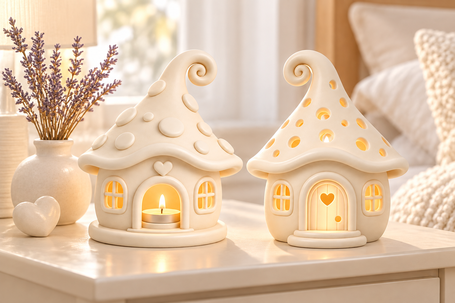 Mushroom Cottage Tealight Holder 3D STL – Set of 2 Fairy House Models - Image 5