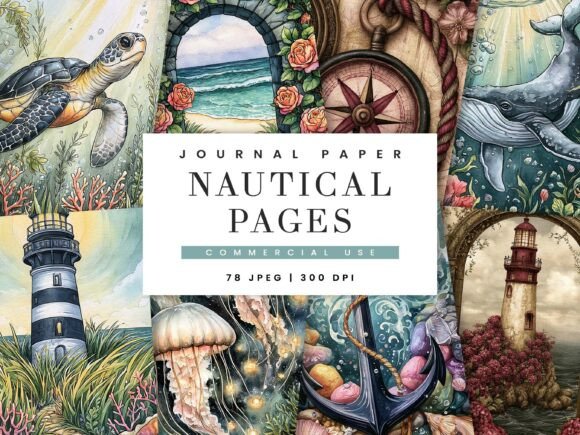 Nautical Junk Journal Paper Pages