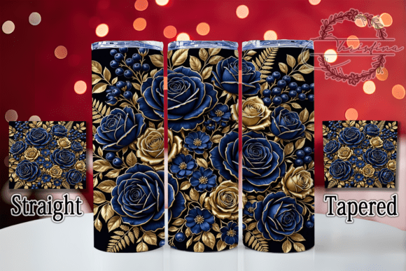 Navy Gold Rose 20oz Tumbler
