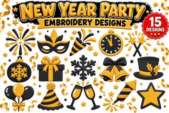 New Year Celebration Embroidery Design