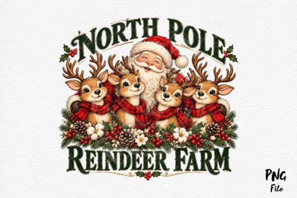 North Pole Santa & Reindeers Christmas