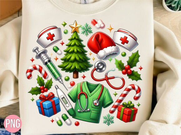 Nurse Christmas Tree Medical PNG Shirt