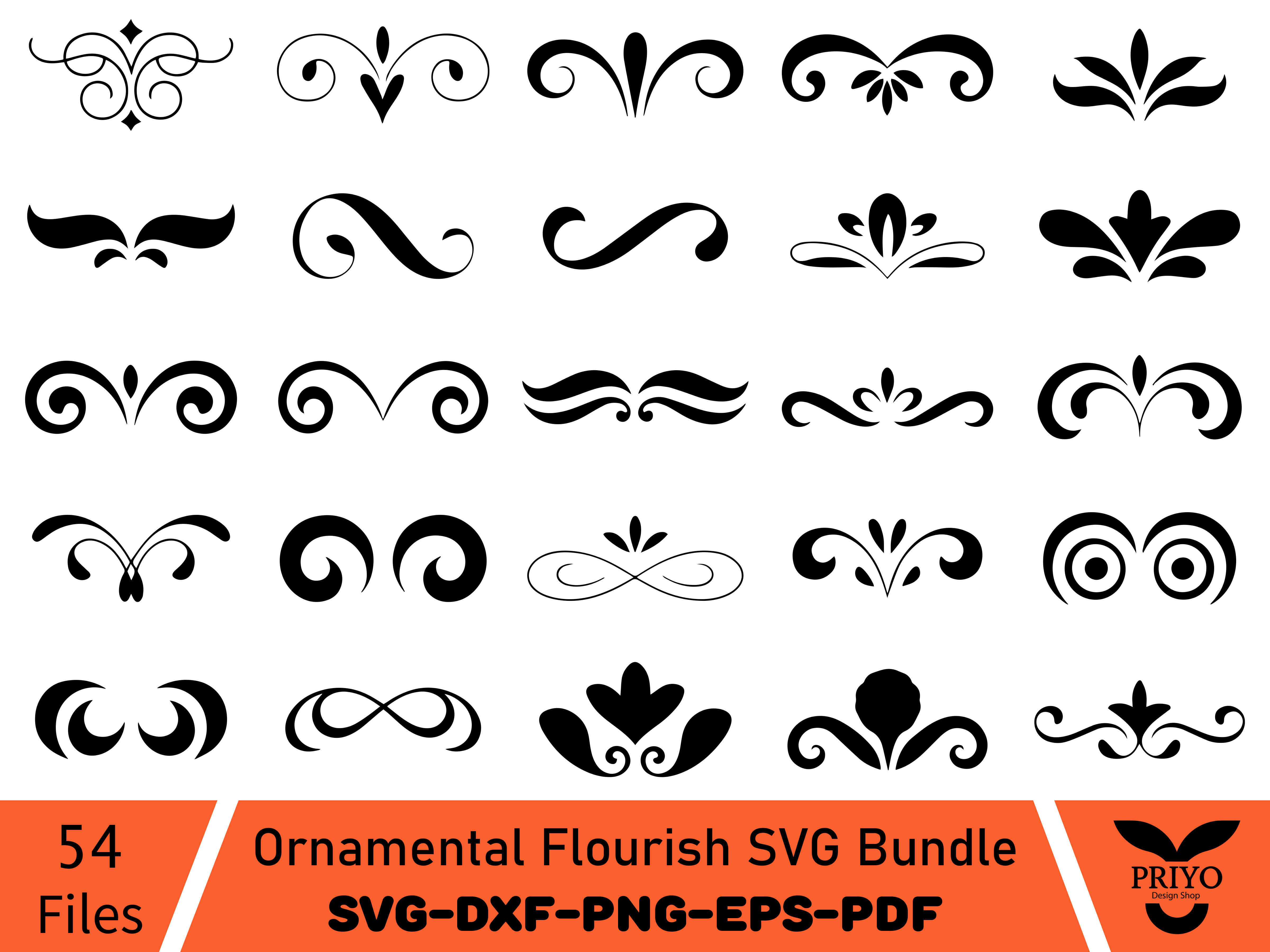 Ornamental Flourish SVG Bundle