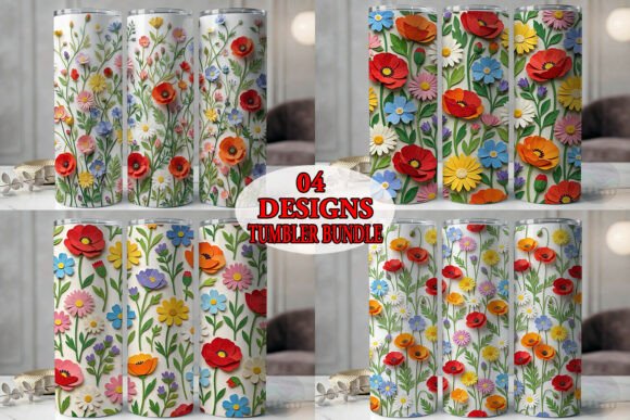 Paper Cut Wildflowers Tumbler Bundle